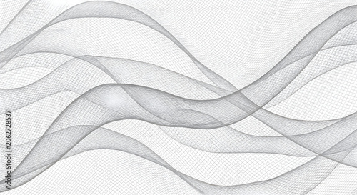 Gray wavy lines intersect in abstract illustration on white