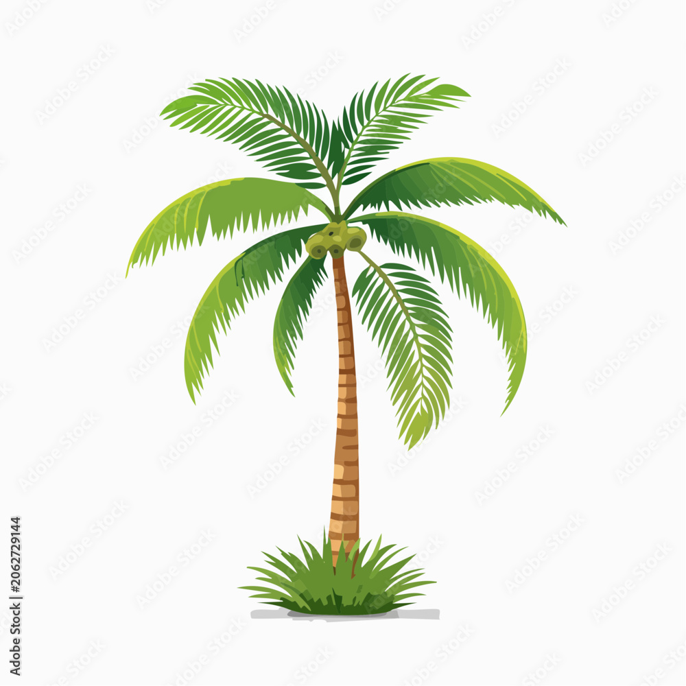 Fototapeta premium Coconut palm tree, tropical style, clean vector