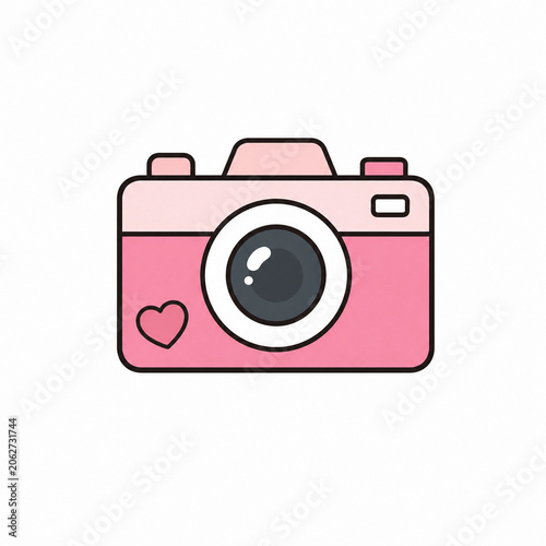 Cute Pink Camera Cartoon Icon Illustration for Photography and Design