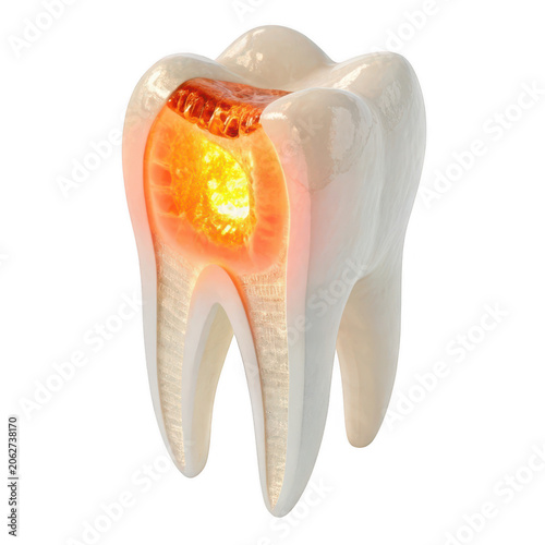 3d illustration of a tooth with inflamed gum
