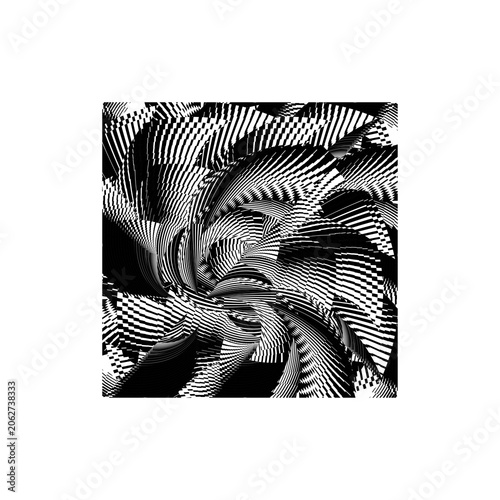 op art monochromatic abstract modern design, square form, complex organized structure, trendy decoration