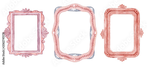 Whimsical Folk Watercolor Decorative Frames in Cottagecore Style. Perfect for invitations, greeting cards, branding, scrapbooking, posters, and vintage-inspired designs.