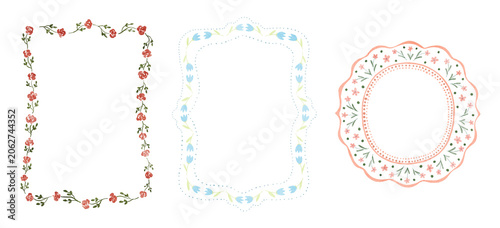 Whimsical Folk Watercolor Decorative Frames in Cottagecore Style. Perfect for invitations, greeting cards, branding, scrapbooking, posters, and vintage-inspired designs.
