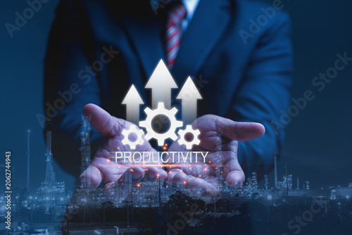 Concept represents manufacturing optimization, operational efficiency, and business progress.