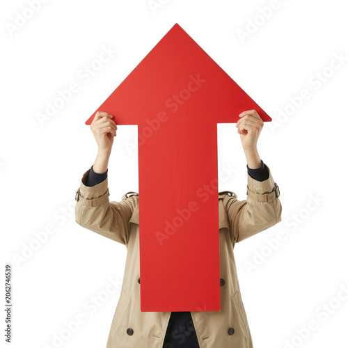 Person Holding Red Arrow Sign Transparent Background