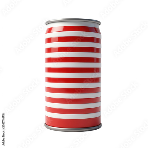 Red and White Striped Soda Can Transparent Background