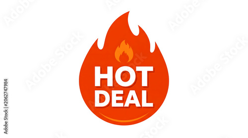 Hot Deal Graphic Design with Flame Icon and Black Background for Marketing and Advertising Campaigns
