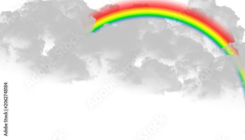 Rainbow Cloud PNG Transparent Background, Colorful Sky Arc With Soft Clouds, Fantasy Weather Overlay Element