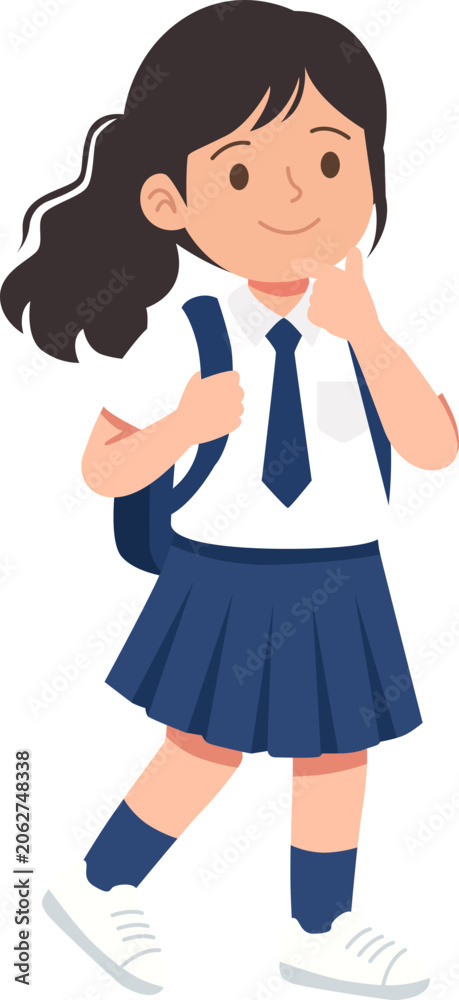 Obraz premium little student girl with a school uniform