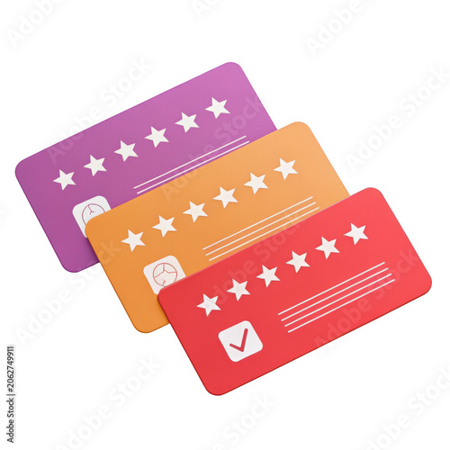 Colorful flat design rating cards with stars