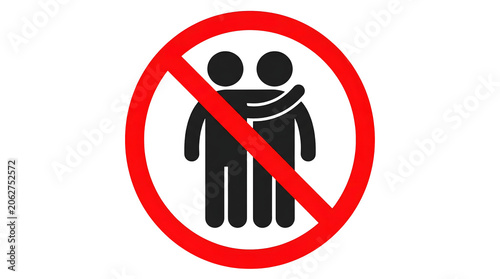 No Entry Sign with Two Human Figures in Red Circle on Black Background with Prohibition Symbol