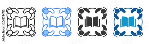 Study Group Icon Set Multiple Style Collection