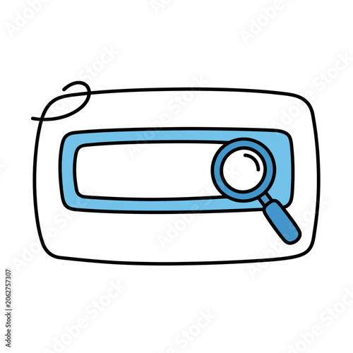 A simple hand drawn search bar icon with a magnifying glass