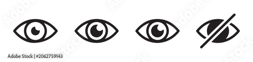 Collection of human eye icons illustrating visibility and hidden states for website and application interfaces.