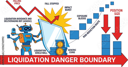 Robot protects financial assets from market liquidation using a defensive shield wall.