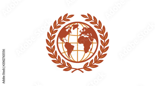 International Emblem Globe Laurel Wreath Global Organization Unity Diplomacy