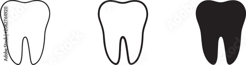 Tooth icon set dental silhouette vector isolated on white background.