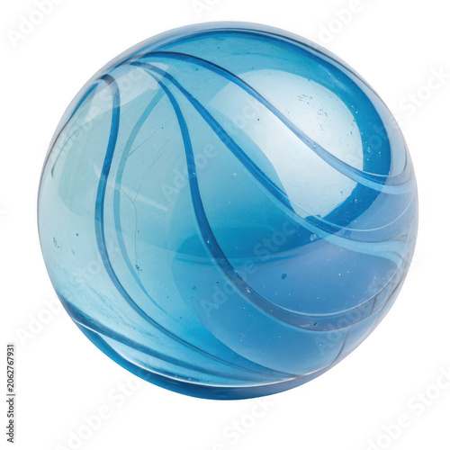 Blue marble with white swirling design