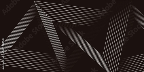 Canvastavla Abstract background with multiple overlapping white concentric triangle geometric patterns on a dark brown surface, creating a modern and sleek tunnel effect