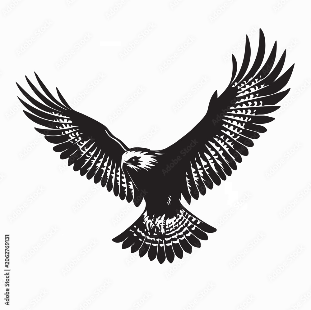 Obraz premium Soaring Eagle with Extended Wings Vector Illustration Design