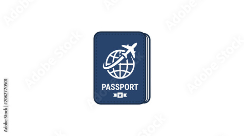 Tableau sur toile Passport with Airplane and Globe Icon