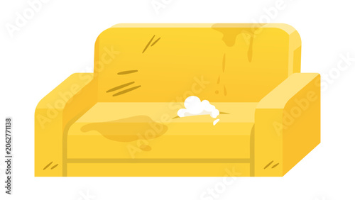 Tableau sur toile Sustainable waste management solution for a discarded faulty sofa showing how la
