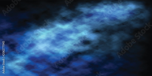 Fotografie Abstract background featuring soft blue and black atmospheric smoke or clouds, creating a mysterious and calm ethereal effect, perfect for design projects