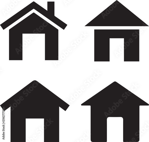 Home icon clean outline vector minimal blue line style simple house shape isolated on light background for real estate app and modern UI design