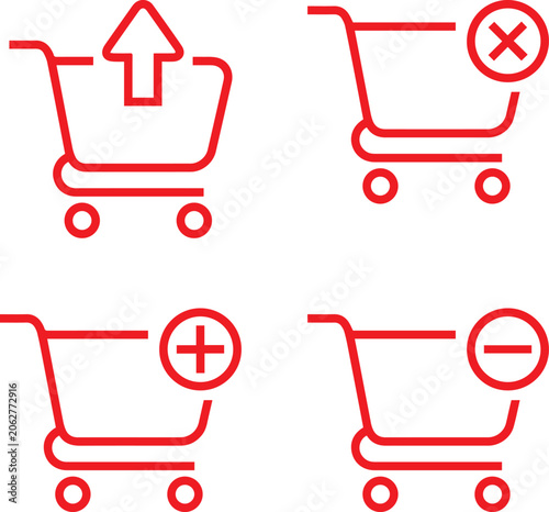 Add to cart shopping icon clean outline vector, minimal blue line style, isolated on light background for modern eCommerce UI design