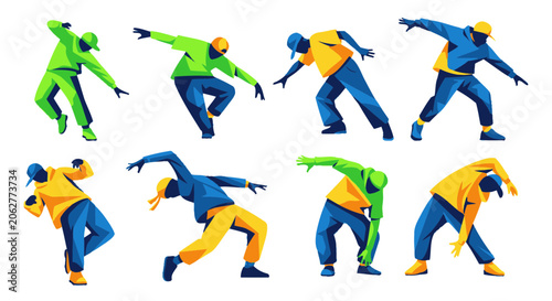 Bild auf Leinwand Street dancers in dynamic breakdance poses