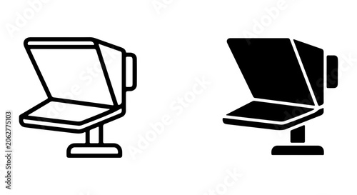 Foto Modern Teleprompter Icon Set, Digital Script Display, Broadcast Equipment Vector
