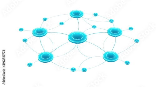 Connected nodes in a network diagram on Transparent Background