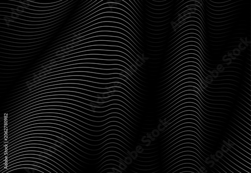 Photos Abstract black and white wavy contour lines background with rhythmic wave patter