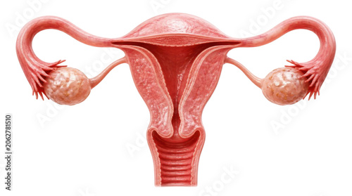 Female reproductive system anatomy diagram with uterus fallopian tubes and ovaries