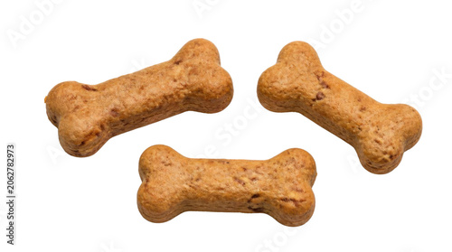 Three bone-shaped dog treats on Transparent Background