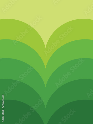 Abstract Green Gradient Layers Forming Hills Or Waves Pattern Keywords: abstract, background, green, gradient, layers, pattern, nature, organic, smooth, curved, wavy, design, backdrop, Grainy