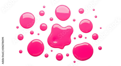 Pink nail polish drops isolated on transparent background