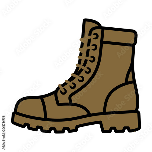 Brown Combat Boot Icon Vector Illustration