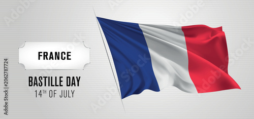 France happy flag day greeting card, banner vector illustration.