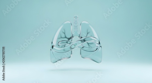 Lungs rendered in a glass texture symbolize the fragility of human respiratory health.