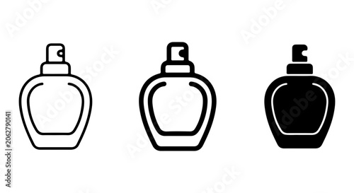 Perfume Bottle Icons, Elegant Spray Atomizer Vector Set, Cosmetic Fragrance Container Graphics