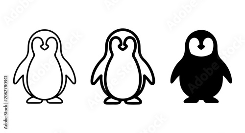 Konstfotografi Cute Penguin Icons, Simple Vector Art, Black and White Animal Graphics, Antarcti