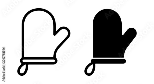 Oven Mitt Icons, Cooking Glove Vector Graphics, Kitchen Safety Mitts, Heat Protection Mittens