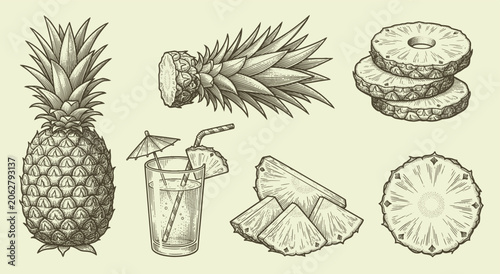 Obraz na plátně Hand drawn pineapple