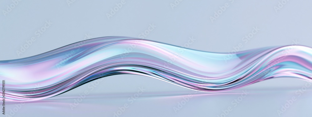 Obraz premium Abstract Transparent Wave Background with Iridescent Light and Gentle Flow
