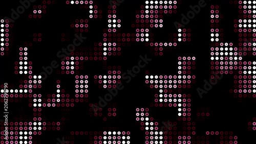 high technology animated technological background with randomly glowing dots and fading out, data information matrix animation