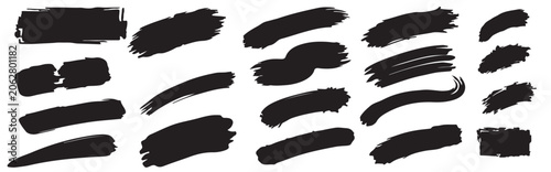 Slika na platnu Brush stroke collection diverse black paint swashes and textural silhouettes