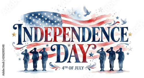 USA independence day logo typography concept on background.