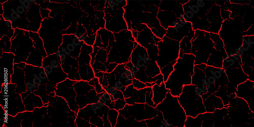 Tableau sur toile Seamless pattern with volcanic cracks with lava, glowing crevices