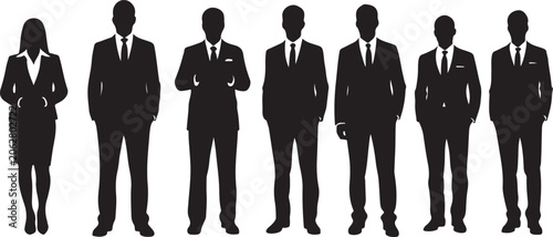 Cuadro en lienzo Business people, corporate team, silhouette icons, professional group isolated o
